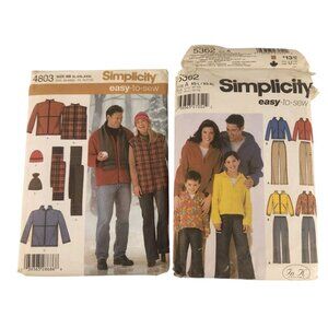 Simplicity 4803 & 5362 Easy-To-Sew Adult & Child Patterns XS-XXXL Craft Set